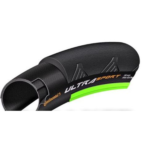 Continental Ultra Sport II 622-25 (700x25C) országúti külső gumi, Pure Grip Compound, 180TPI, 350g, fekete-zöld