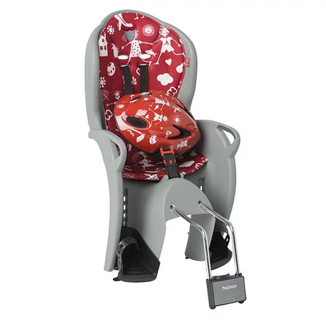 Hamax Kiss Safety Package gyerekülés hátra (adapterrel nyeregváz-csőre) és bukósisak (48-52 cm), szürke-piros