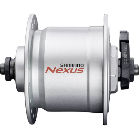 Shimano Nexus DH-C3000-3N dinamós első kerékagy (agydinamó), 36H, gyorszáras, felnifékes, 6V, 3W, túlfeszültség védelemmel, ezüst