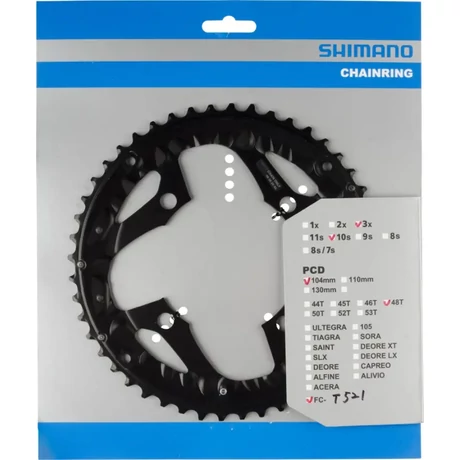 Shimano FC-T521 első lánckerék, 48T, 104 mm, 10s, alumínium, fekete