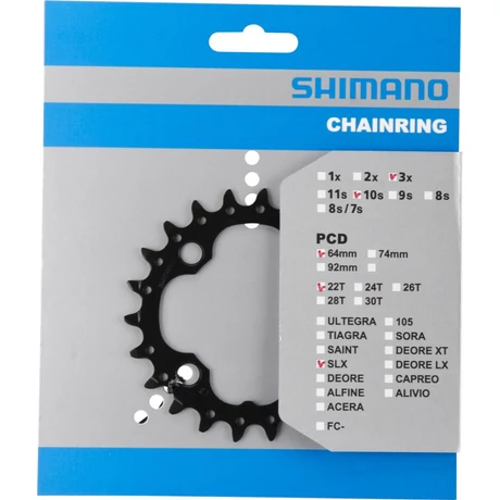 Shimano SLX FC-M672 és M7000 MTB első lánckerék, 22T, 64 mm, 3x10s, acél, fekete