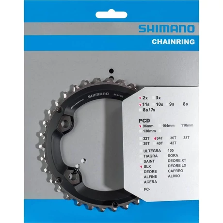 Shimano SLX FC-M7000-2 MTB első lánckerék, 34T, 96 mm, 2x11s, acél-kompozit, fekete
