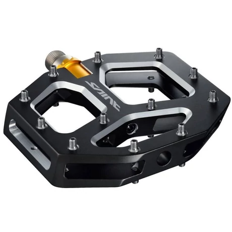 Shimano Saint PD-M828 DH platform pedál, CNC alumínium, cserélhető szegecsekkel, fekete-ezüst