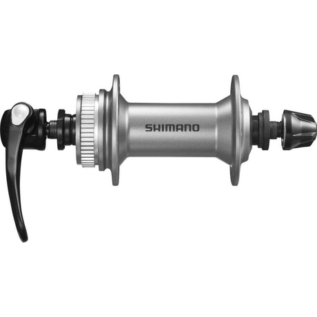 Shimano Alivio HB-M4050 MTB első kerékagy, 32H, gyorszáras, tárcsafékes (Centerlock), ezüst színű