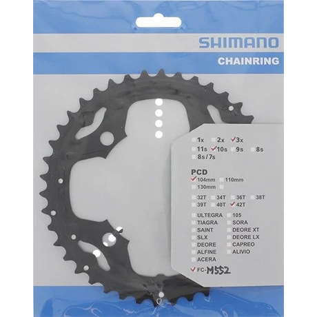 Shimano FC-M552 lánckerék 42T alu fekete, 10s