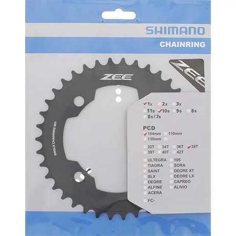 Shimano Zee FC-M640-M645 első lánckerék, 38T, 104 mm, 10s, alumínium, fekete