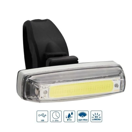 VeloGo 25 CHIP LED-es USB-ről tölthető első lámpa, fekete