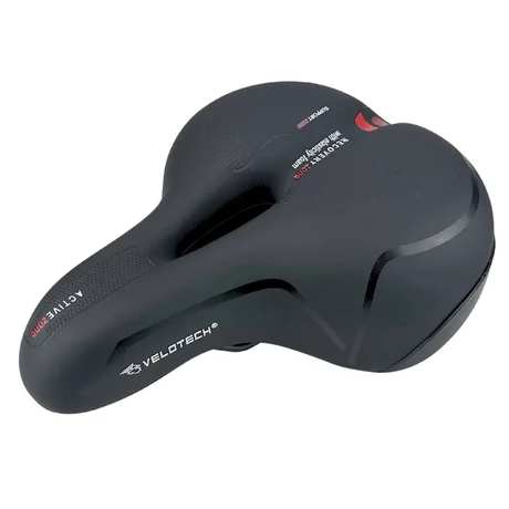 Velotech Comfort unisex komfort nyereg, 255 x 215 mm, anatómikus, gumirugós, fekete