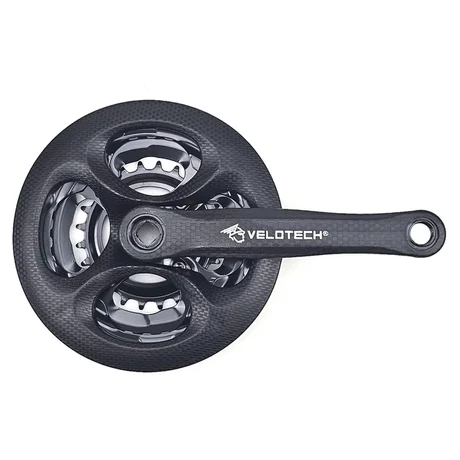 Velotech négyszögtengelyes MTB hajtómű 24-34-42T, 170 mm, acél-műanyag, LV, fekete