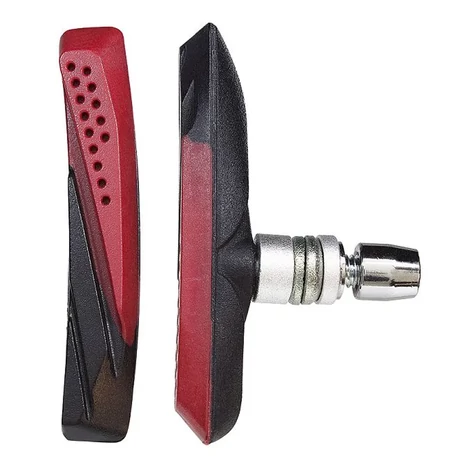 Brakco 959V 2 zónás MTB csavaros fékpofa, 72 mm, egy pár, fekete-piros