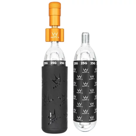 Peaty's Holeshot CO2 minipumpa, presta szelephez, 25 grammos patronnal, narancs