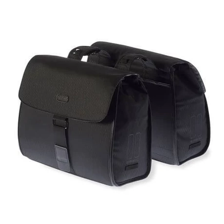 Basil Noir Double Bag két részes táska csomagtartóra, 38L, fekete