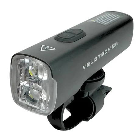 Velotech 1200 USB-ről tölthető első lámpa, alu házas, 1200 lumen, fekete