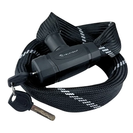 Velotech integrált kulcsos láncos lakat 90 cm x 8 mm, fekete
