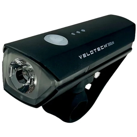 Velotech 300LM USB-ről tölthető első lámpa, 300 lumen, fekete