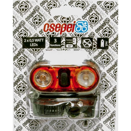 Csepel Stereo-R elemes hátsó lámpa nyeregcsőre, 2x0,5W, piros