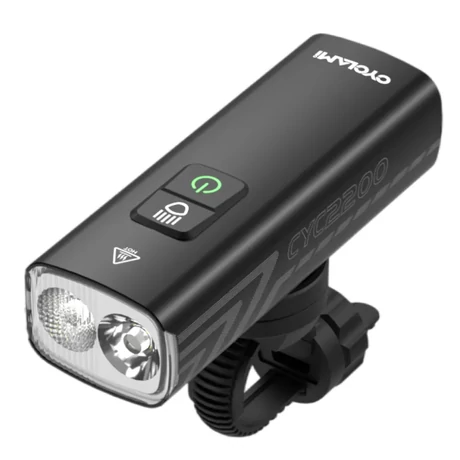 Cyclami CYC2200 USB-ről tölthető első lámpa, alu házas, gumipántos, power bank, 2200 lumen, fekete