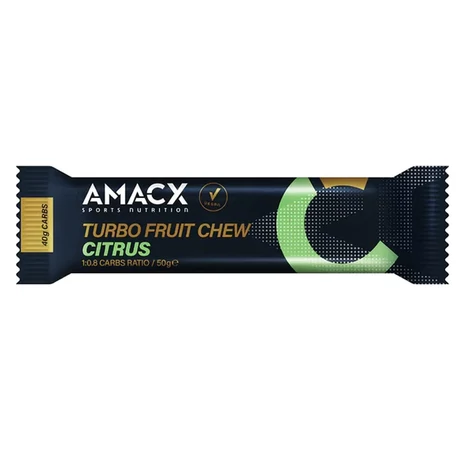 Amacx Turbo Fruit Chew Citrus energia szelet, 50g, 1 db, citrus ízű