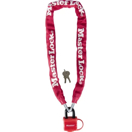 Master Lock 8390 láncos lakat, 90cm x 6mm, piros