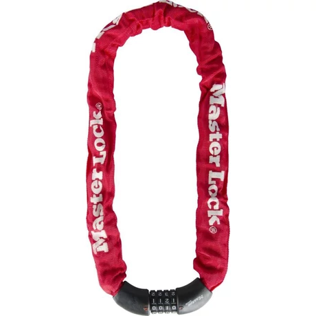 Master Lock 8392 integrált számkombinációs láncos lakat, 90cm x 8mm, piros