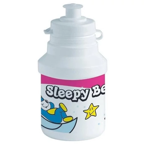 Polisport Junior Sleepy Bear gyerek kulacs, 300 ml, pattintós, fehér-rózsaszín