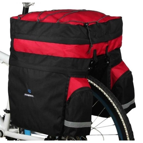 Roswheel három részes túratáska hátsó csomagtartóra, esőhuzattal, 60L, fekete-piros