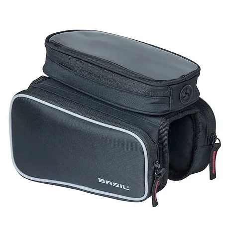 Basil Sport Design M három rekeszes váztáska felsőcsőre, tépőzáras, 1,5L, fekete