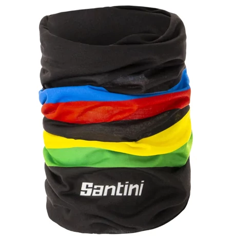 Santini UCI World champion nyakmelegítő csősál, fekete-szivárványszínű