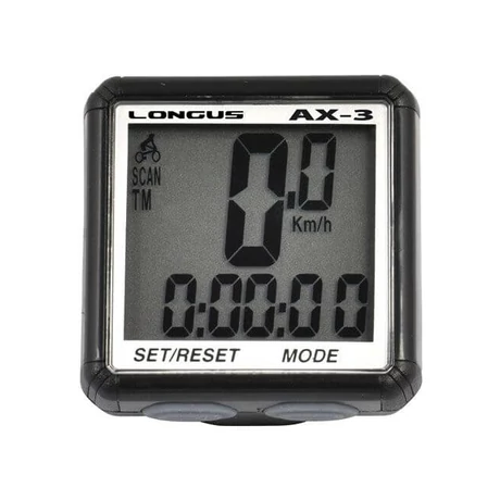 Longus AX-3 vezetékes kerékpár komputer, 13 funkciós, fekete