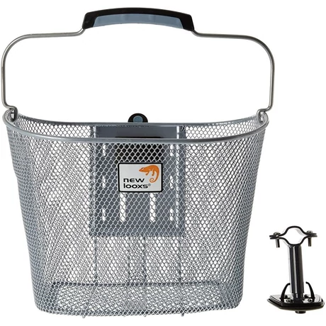 NewLooxs Toscane SmartLock gyorsrögzítős első kosár, sűrű szövésű, 19L, 34x25x25 cm, ezüst színű