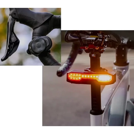 Ravemen NT101 USB-ről tölthető LED-es hátsó lámpa, irányjelzőkkel, riasztó, 160 lumen, fekete