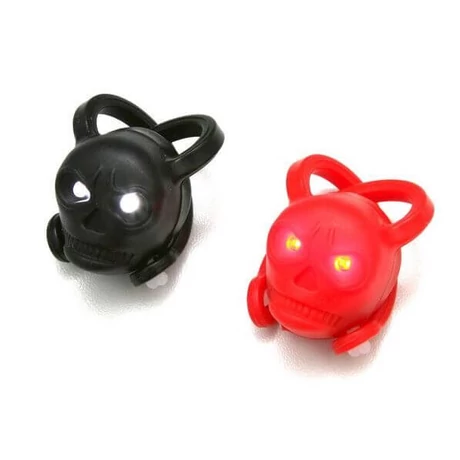 Spyral Bulb halálfejes villogó lámpa szett (első + hátsó) 2 LED-es, fekete-piros
