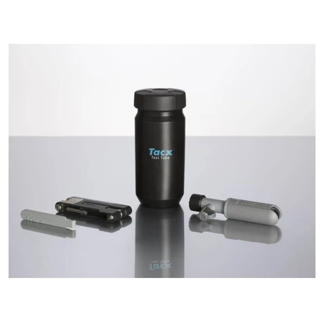 Tacx ToolTube Plus szerszám tartó kulacs miniszerszámmal, CO2 pumpával, 500 ml, fekete