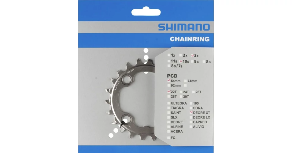 Shimano Deore XT FC-M782 MTB első lánckerék, 22T, 64 mm, 3x10s