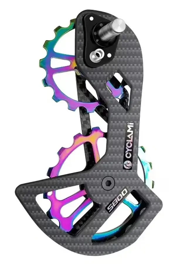 Cyclami tuning karbon váltógörgő rendszer Shimano 105 (R5800) - 11s hátsó váltóhoz, rainbow