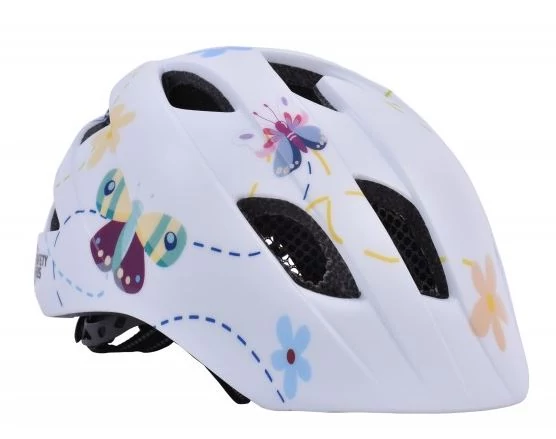 Safety Labs Fiona Light gyerek bukósisak, LED világítással, S-es méret (48-53 cm), pillangós, fehér
