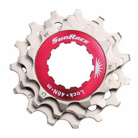 SunRace SPCS12 kazettás lánckeréksor, 12s, 11-13-15T, ezüst-piros