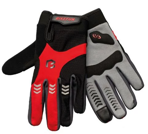 Bikefun Controll hosszú ujjú MTB kesztyű, fekete-piros, XL-es méret