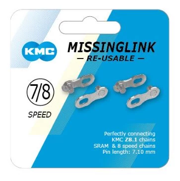 KMC Missing Link lánc patentszem,  7-8s, 2 pár