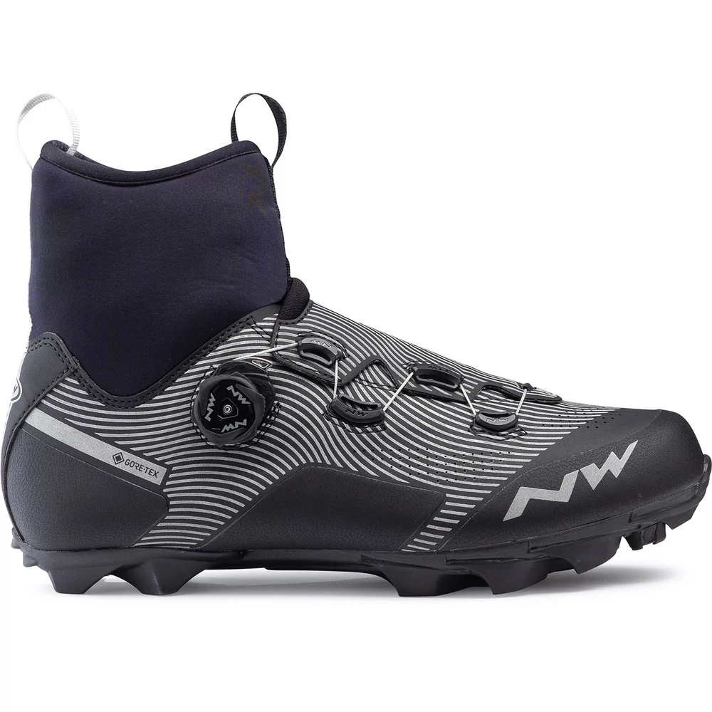 Northwave Celsius XC GTX kerékpáros téli cipő, MTB, SPD, fekete-reflex csíkos, 41-es