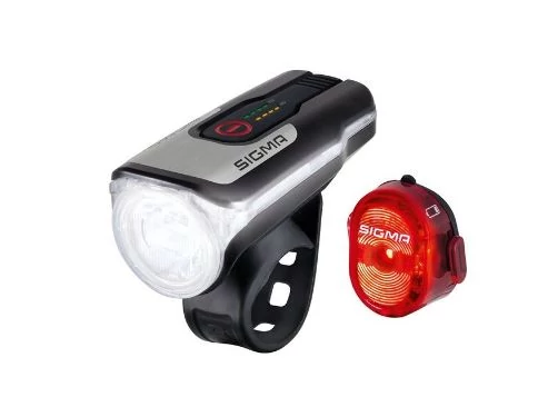Sigma Aura 80 első és Nugget II hátsó lámpa szett, USB-ről tölthető, fekete