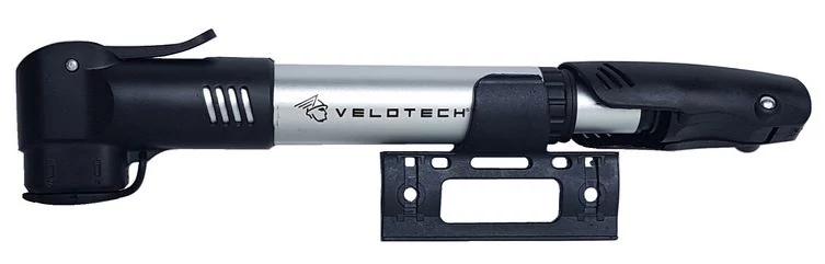 Velotech alumínium teleszkópos minipumpa, minden szeleptípushoz, ezüst