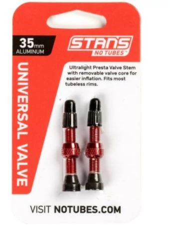 Stan's NoTubes Universal FV tubeless  presta szelep szett (2 db), 35 mm, alumínium, piros