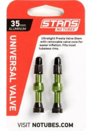Stan's NoTubes Universal FV tubeless  presta szelep szett (2 db), 35 mm, alumínium, zöld