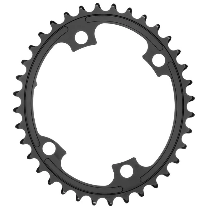 absolute BLACK ROAD OVAL R9100 első lánckerék, 36T, 4x110 mm aszimmetrikus,  2x10-12s, alumínium, fekete