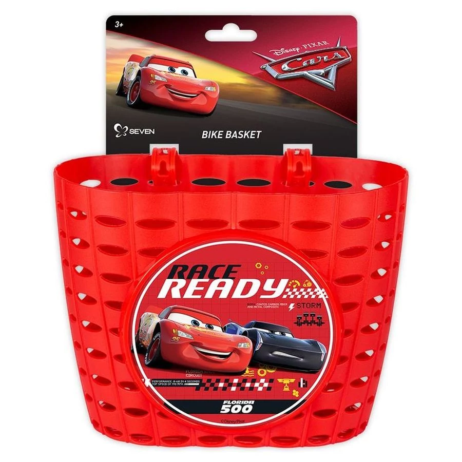 Csepel Disney Cars műanyag kosár gyerek kerékpárra, műanyag, piros
