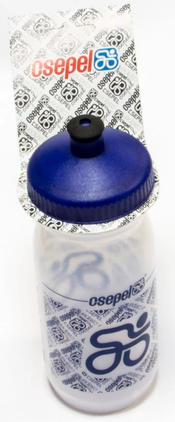 Csepel műanyag kulacs, 600 ml, csavaros, átlátszó-kék