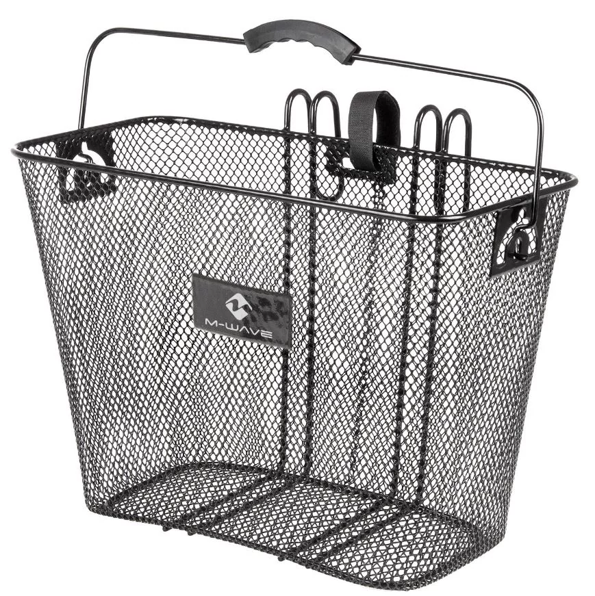 M-Wave csomagtartóra akasztható fém kosár, 37x19x25 cm, sűrű szövésű, fekete