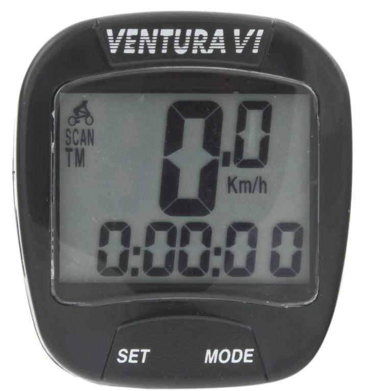Ventura VI vezetékes kerékpár komputer, 6 funkciós, fekete
