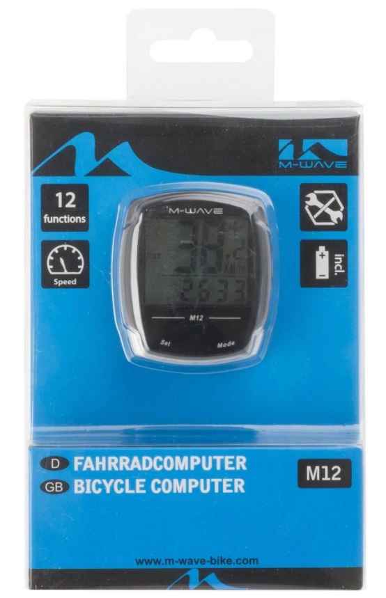 M-Wave M12 vezetékes komputer (km óra), 12 funkciós, fekete